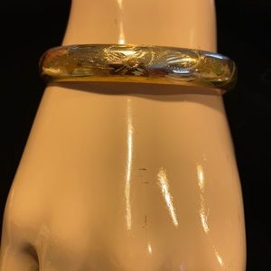 14K Yellow Gold Engraved Bangle Bracelet